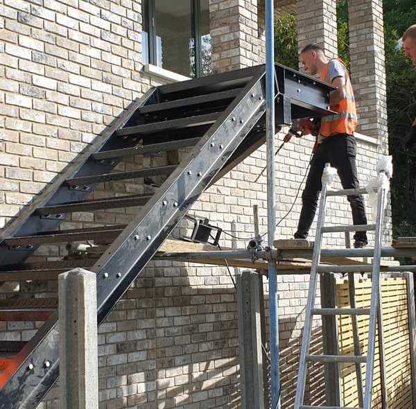 External staircase being installed