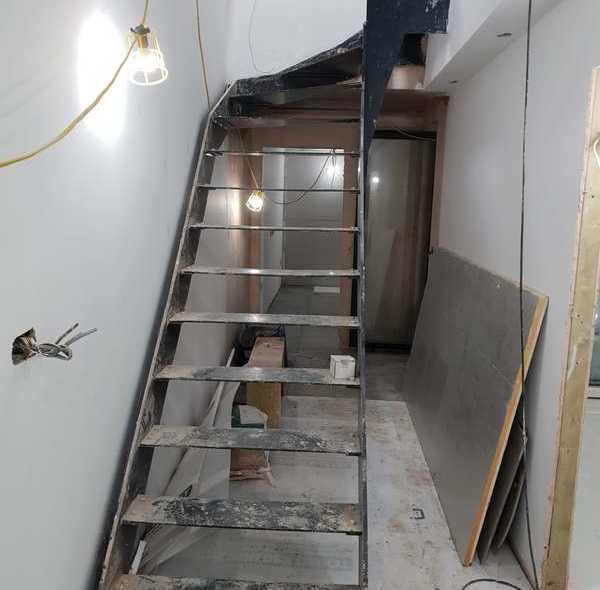 Straight internal steel staircase