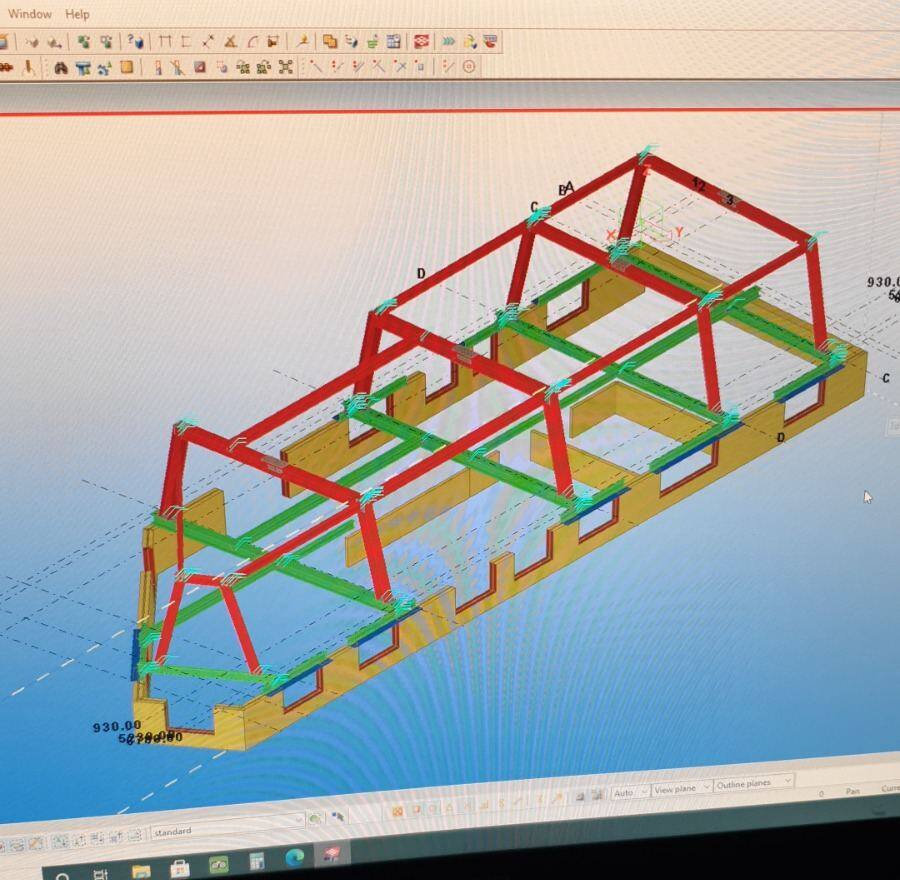 3D model: Rooftop frame with raked legs